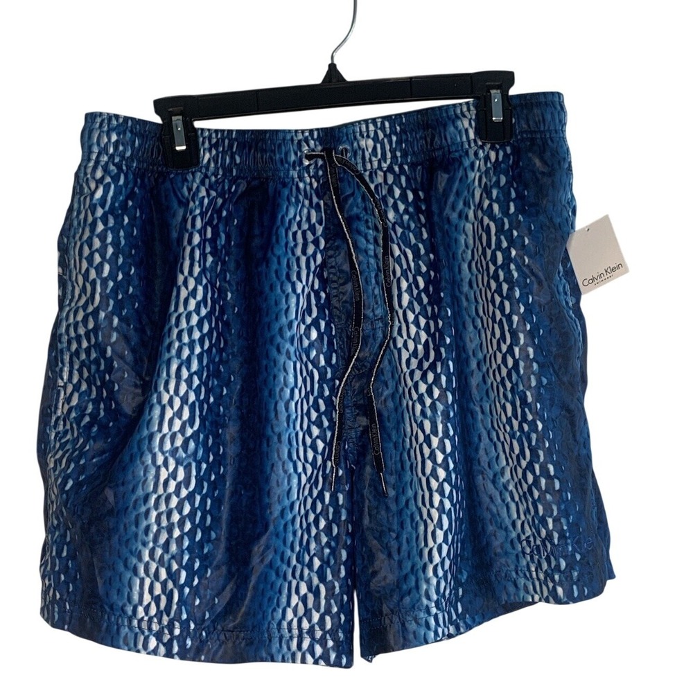 Men's XL Calvin Klein‎ Swimwear Blue Swim Trunks NWT With Pockets Drawstring
